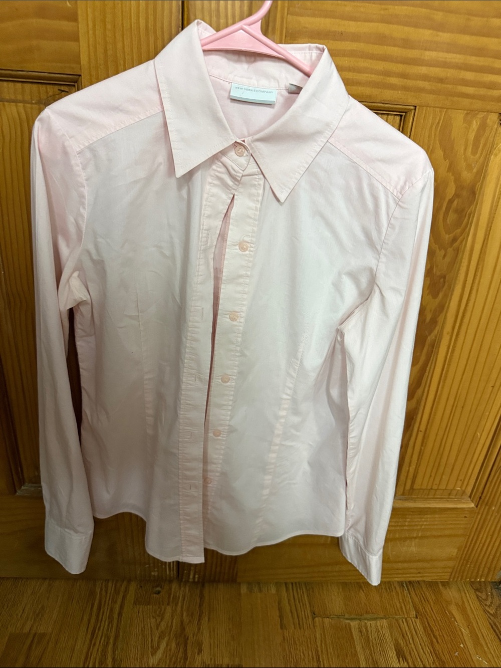 New York & Company Light Pink Button-Down Shirt